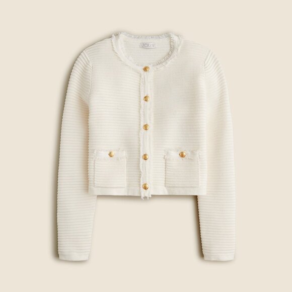 J.Crew Emilie sweater lady jacket in textured cotton blend BZ497 - Picture 2 of 11